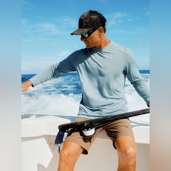 Free Fly Men's Bamboo Lightweight Long Sleeve Teal Blue - Picture 1 of 10